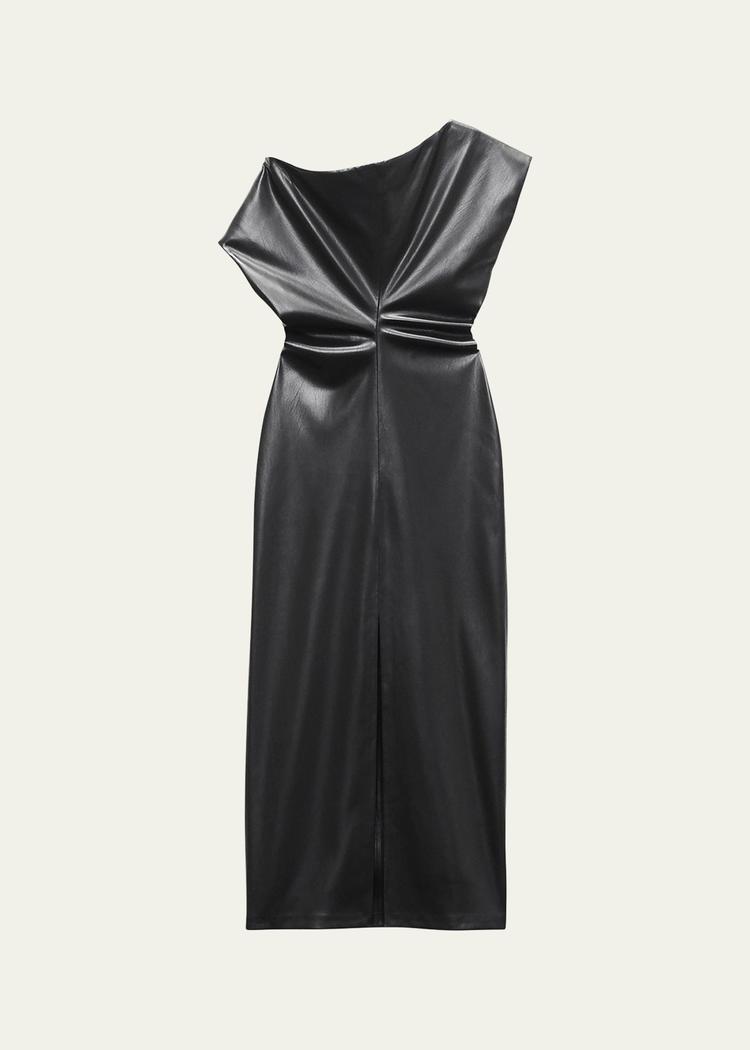 eleanor faux leather midi dress