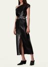 eleanor faux leather midi dress