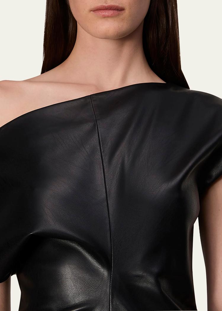 eleanor faux leather midi dress