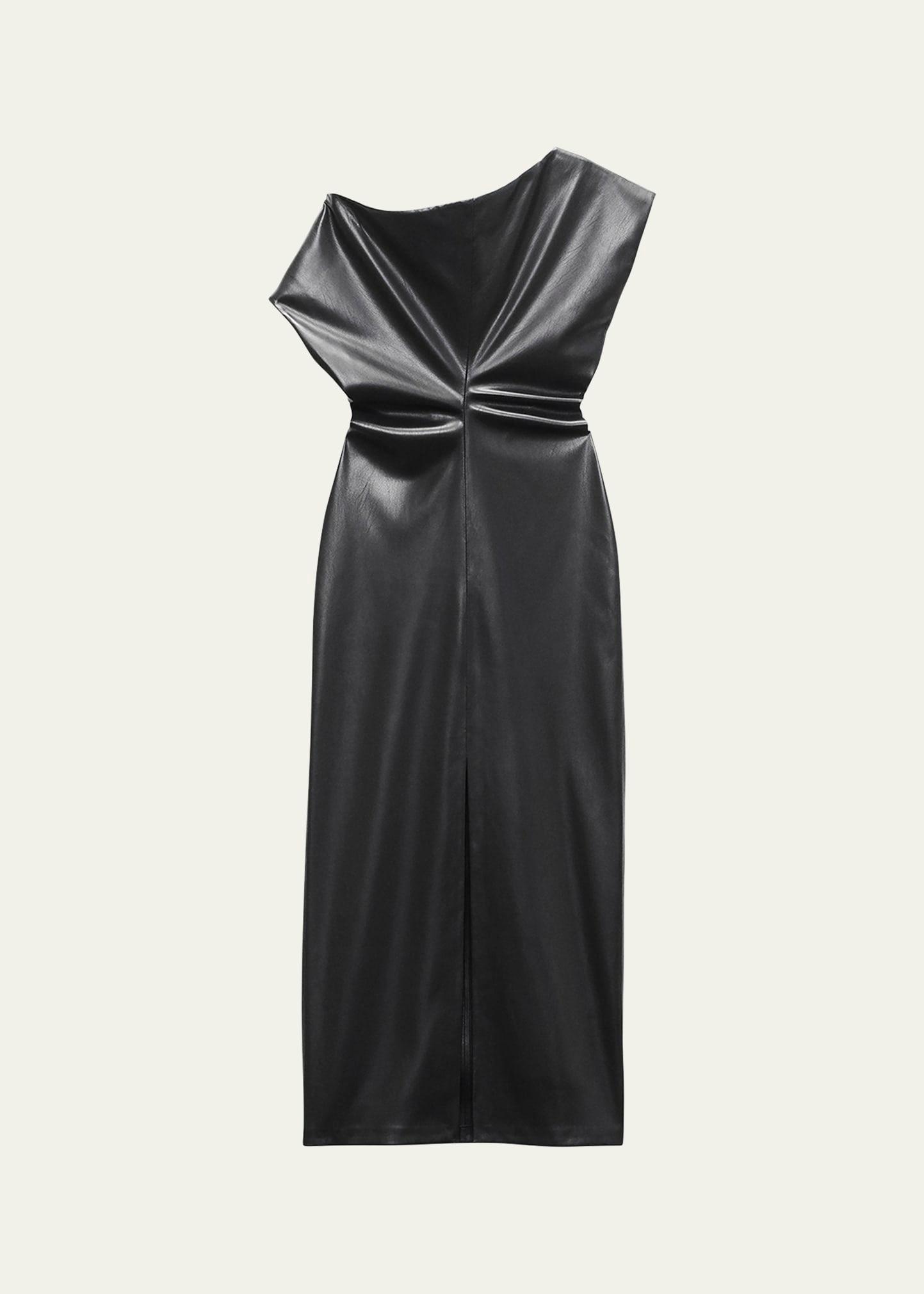 eleanor faux leather midi dress