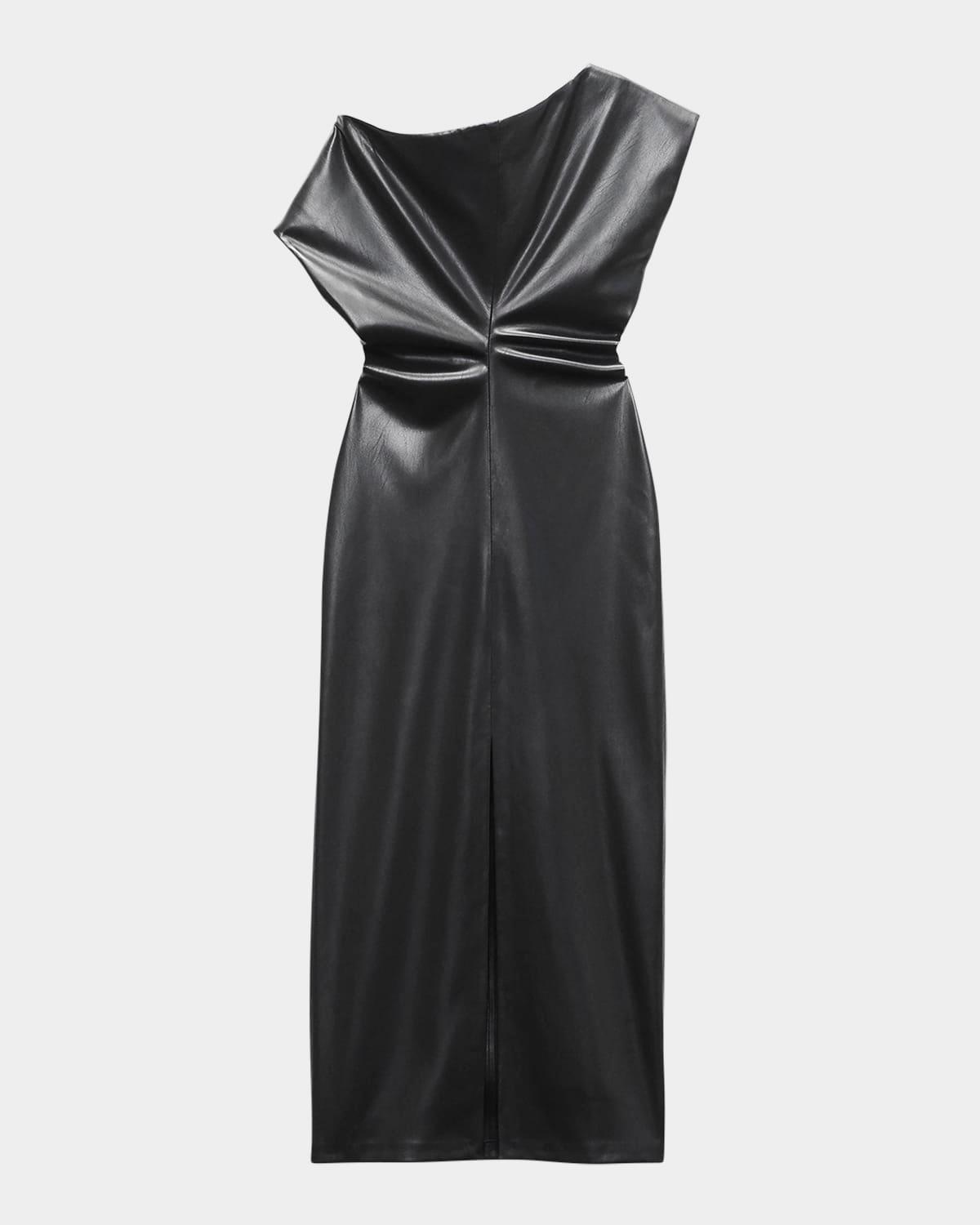 eleanor faux leather midi dress