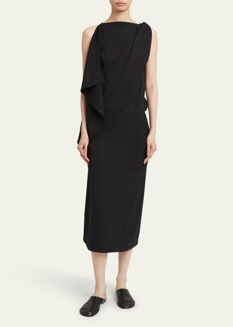 elena draped wool gabardine suiting dress