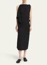 elena draped wool gabardine suiting dress