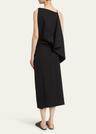 elena draped wool gabardine suiting dress