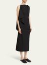 elena draped wool gabardine suiting dress
