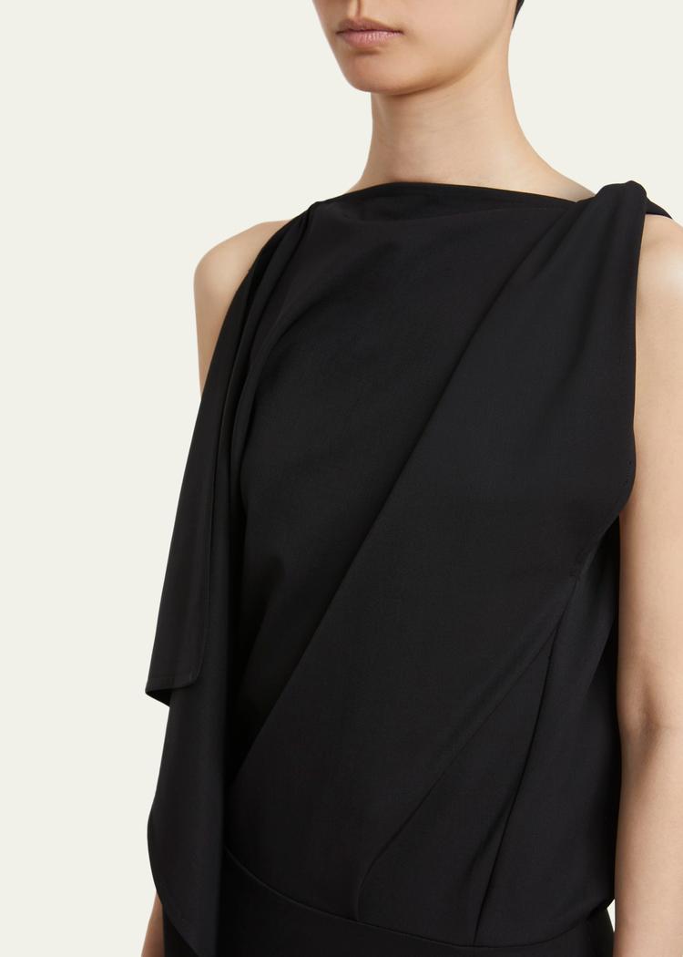 elena draped wool gabardine suiting dress