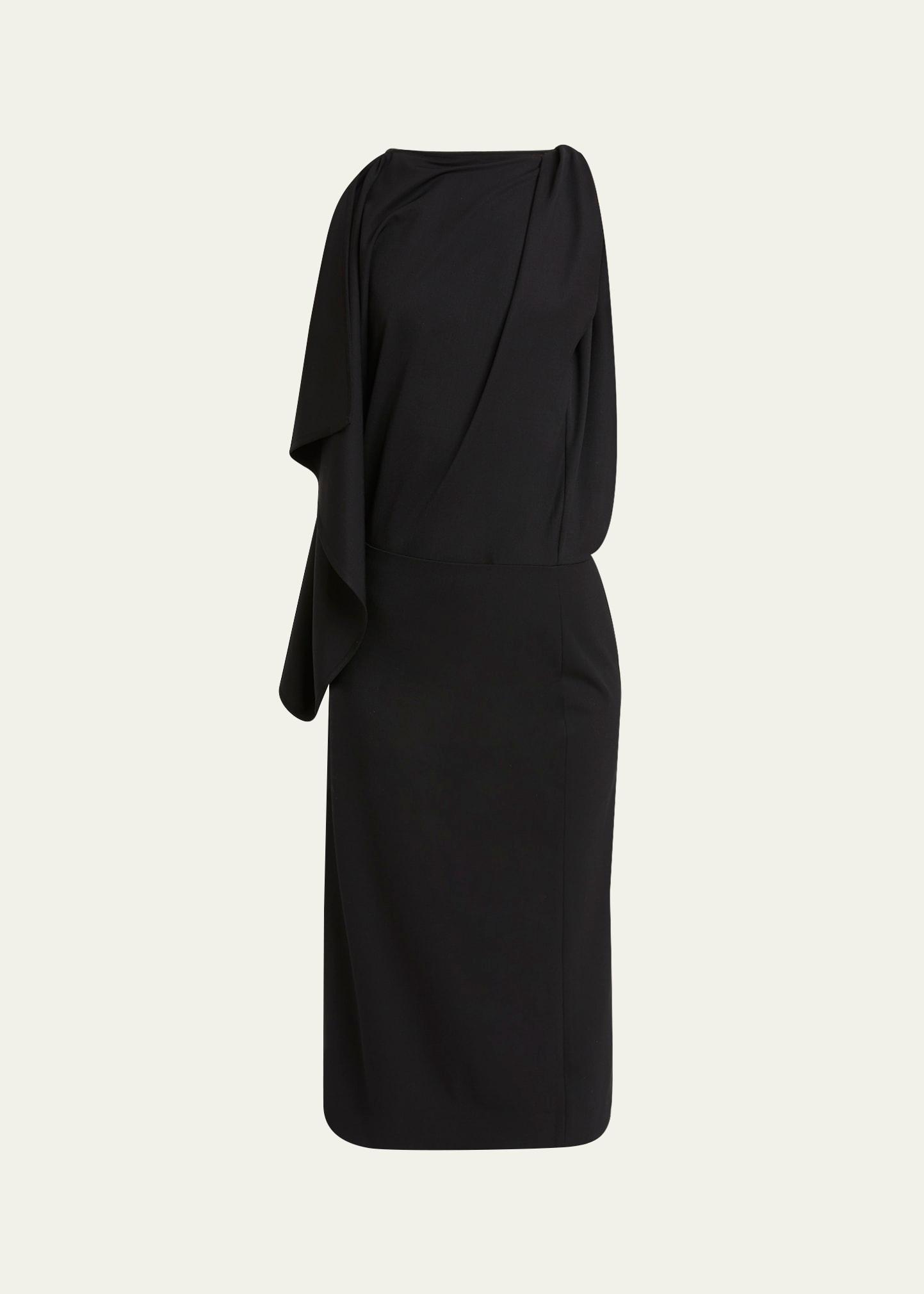elena draped wool gabardine suiting dress