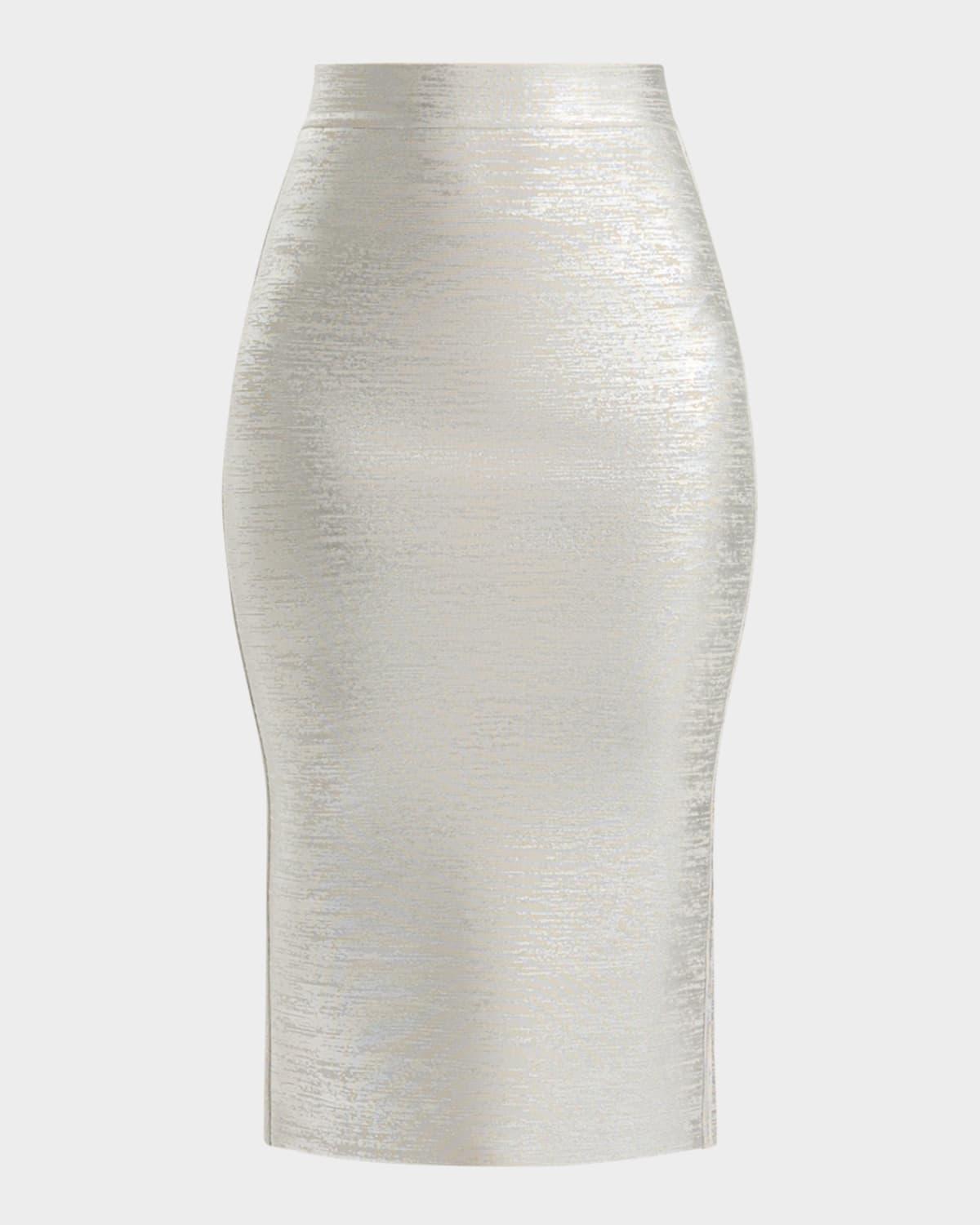 elena metallic midi pencil skirt