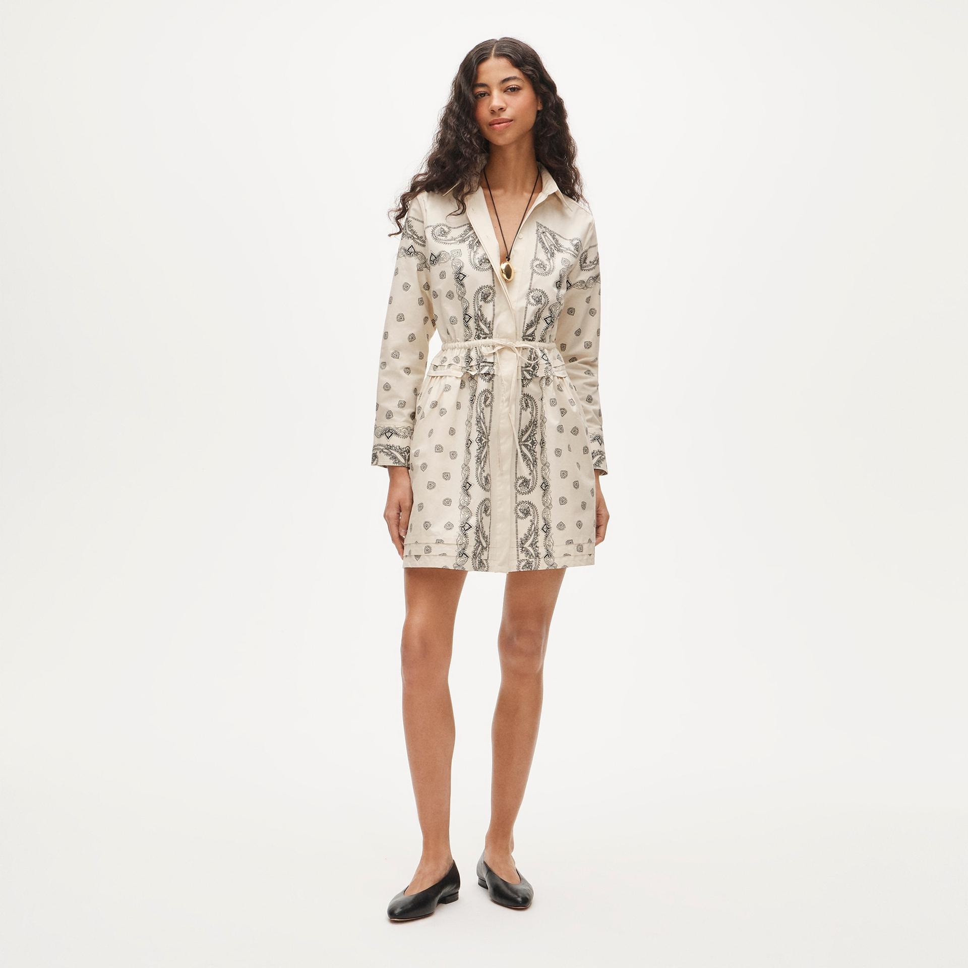 elena mini shirt-dress in bandana-print cotton poplin