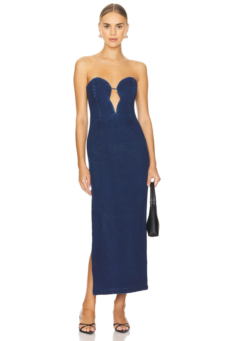 eleni denim midi dress
