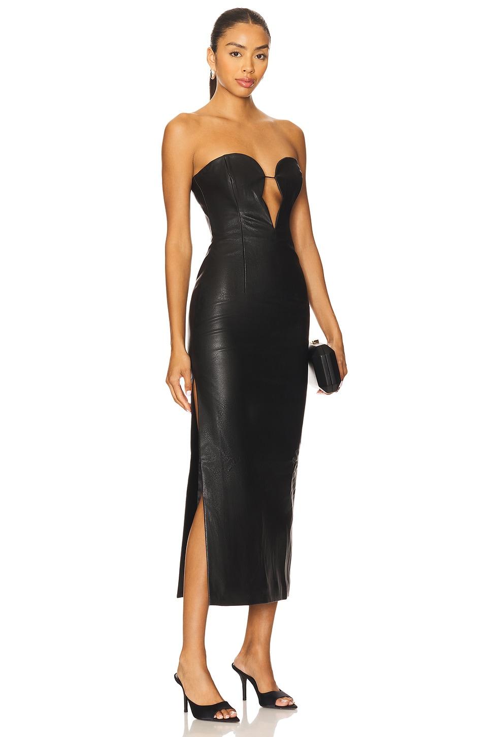 eleni faux leather midi dress