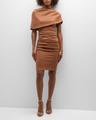 elenor ruched shimmer bodycon midi dress