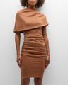 elenor ruched shimmer bodycon midi dress