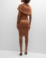 elenor ruched shimmer bodycon midi dress