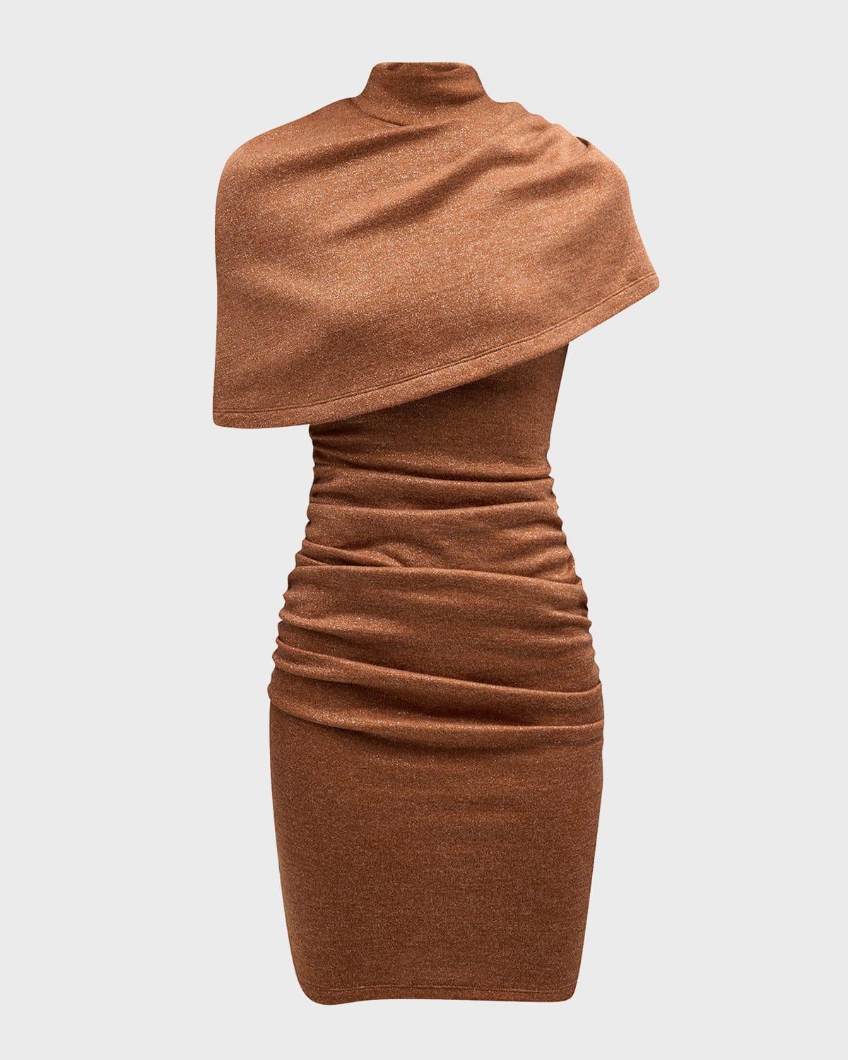 elenor ruched shimmer bodycon midi dress