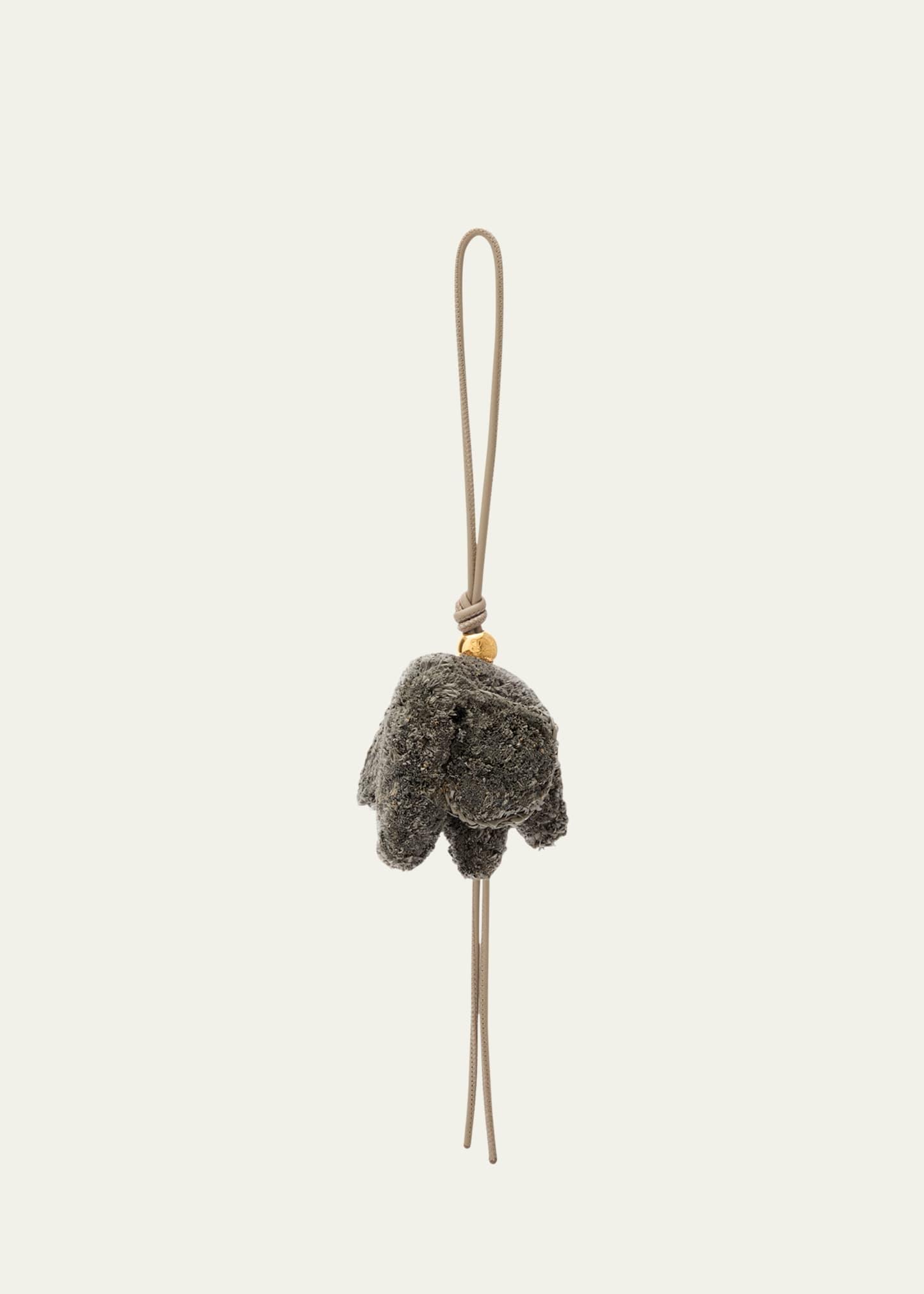 elephant bag charm in raffia and leather