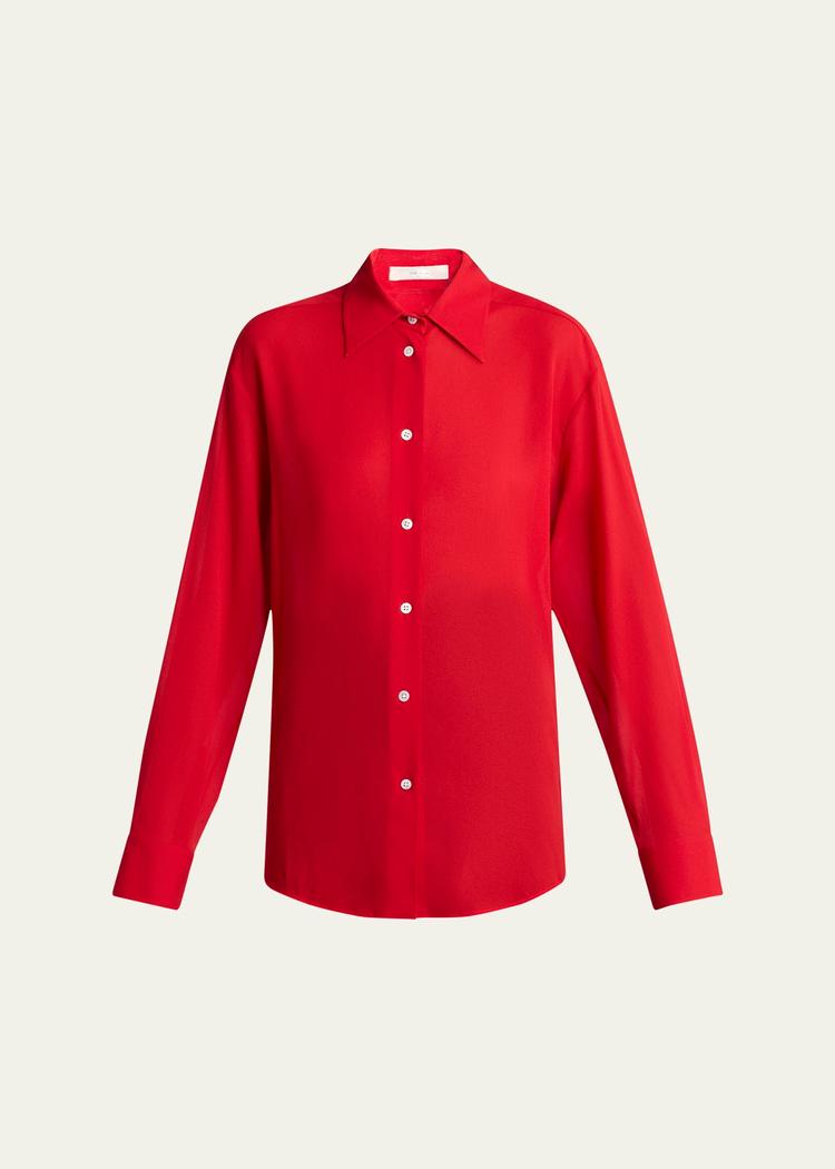 elia button down silk blouse