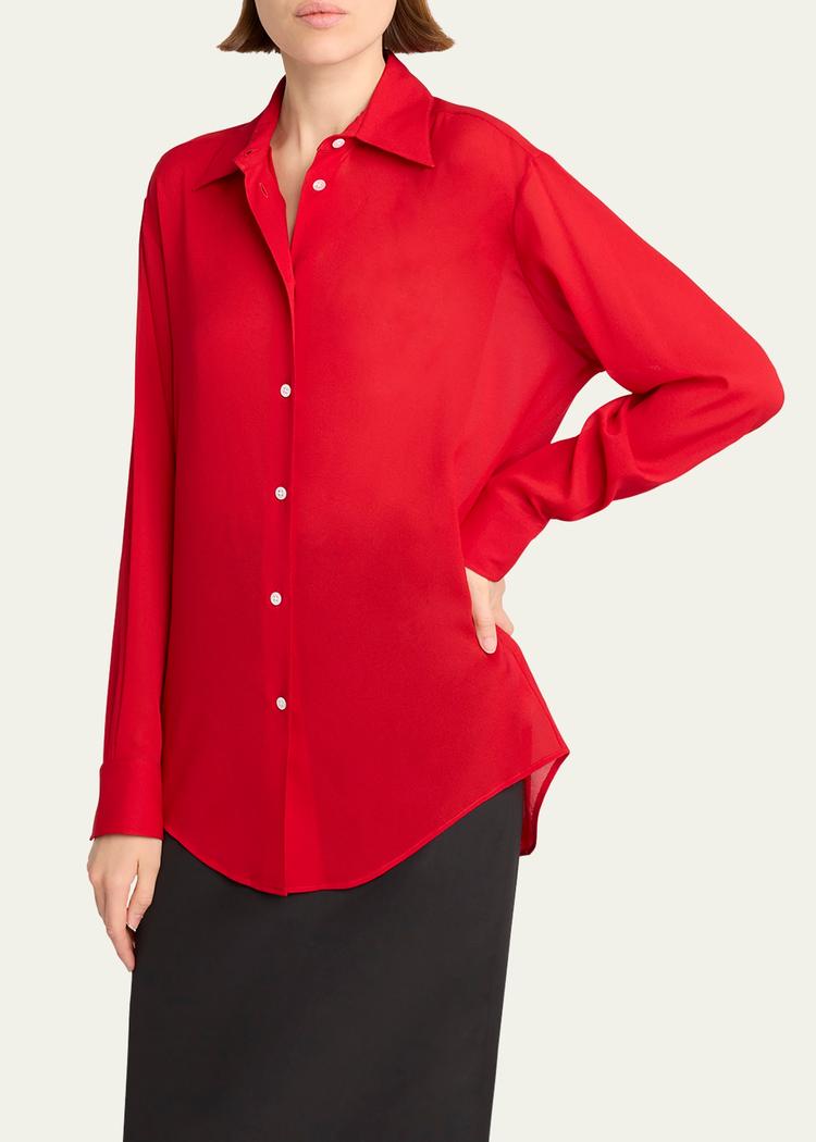 elia button down silk blouse