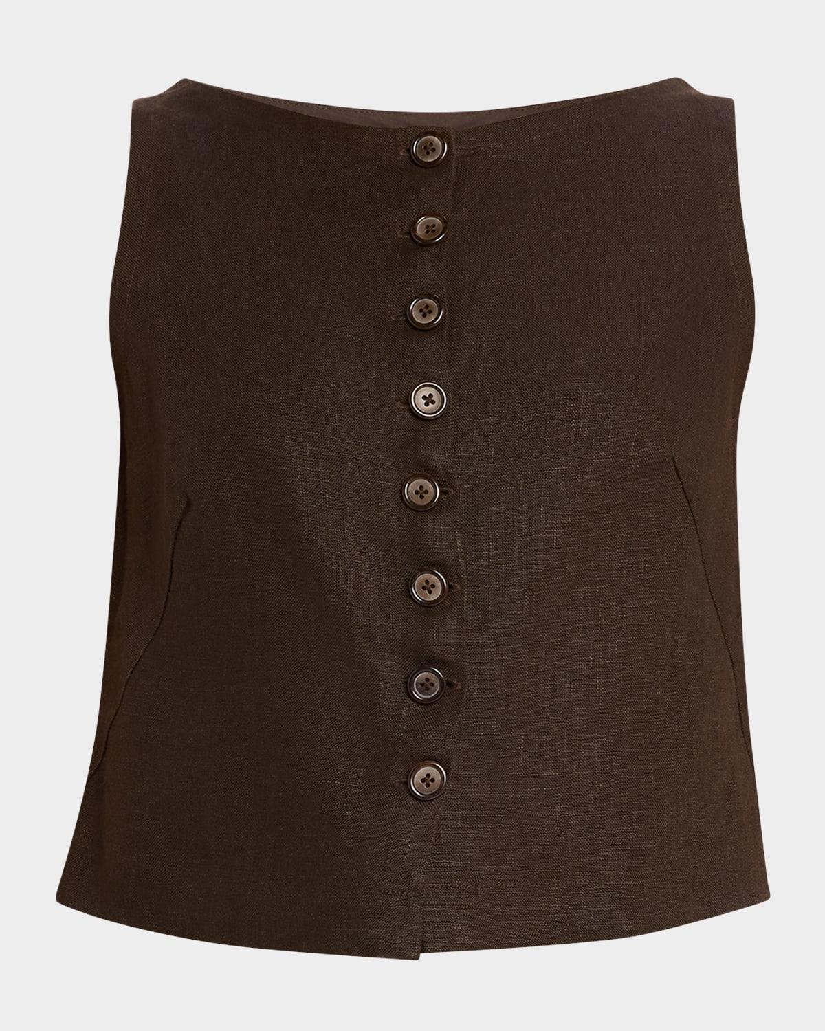 elia cropped linen top