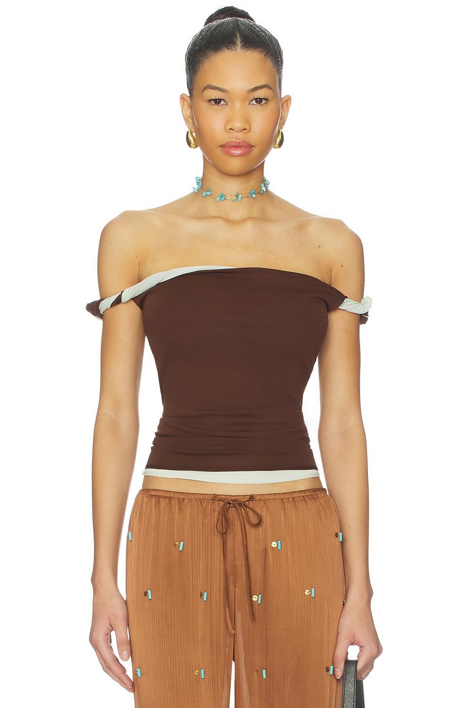 elia off shoulder twist top