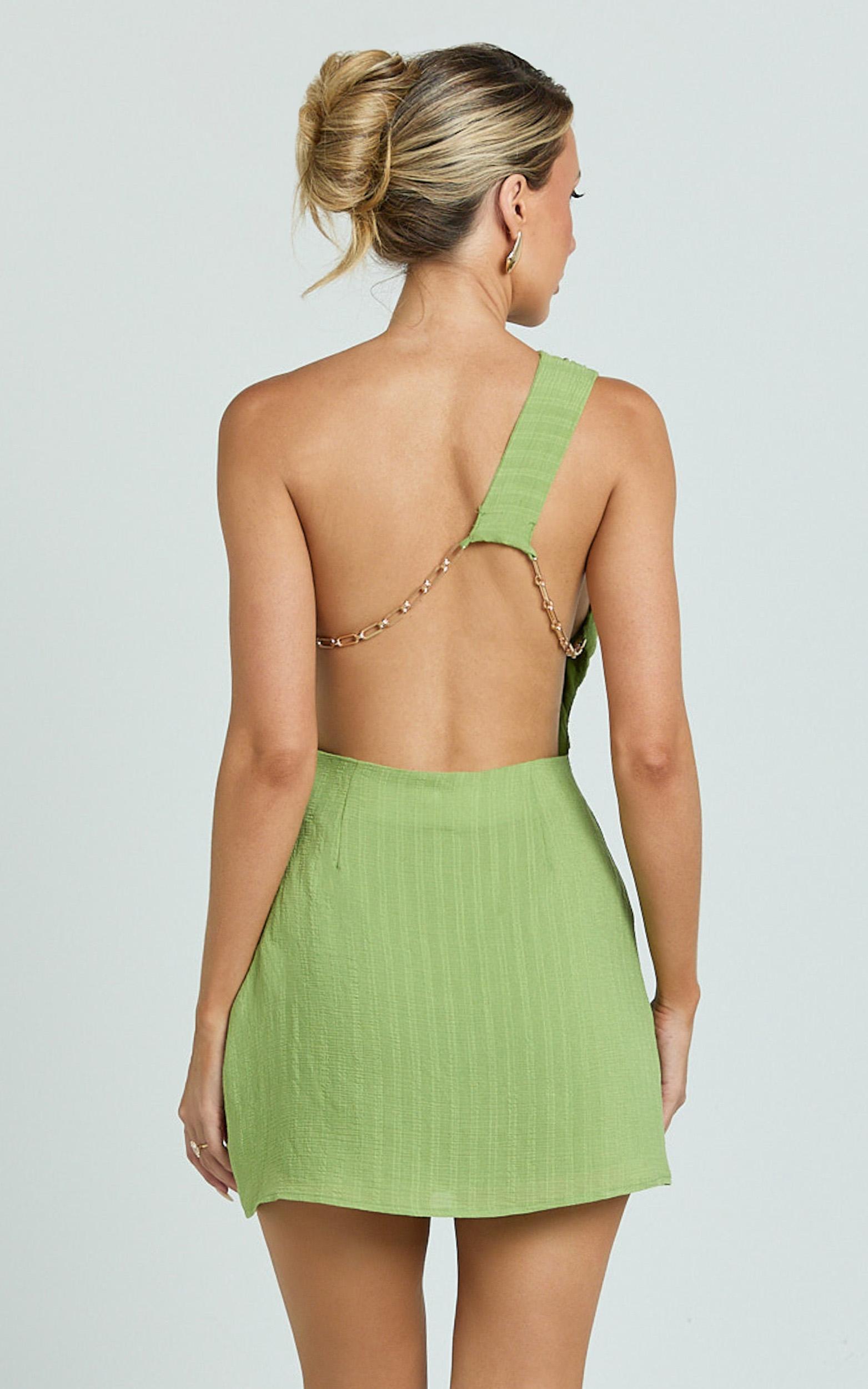eliana mini dress - chain back slip dress in green