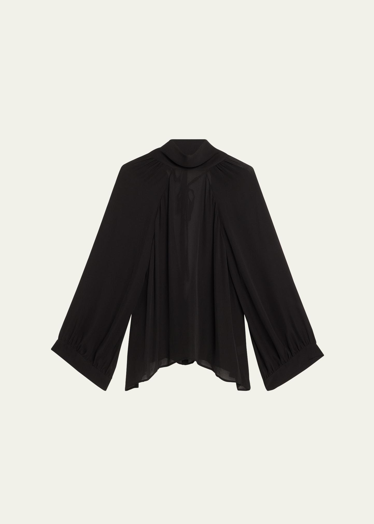 elianna cutout pleated silk blouse