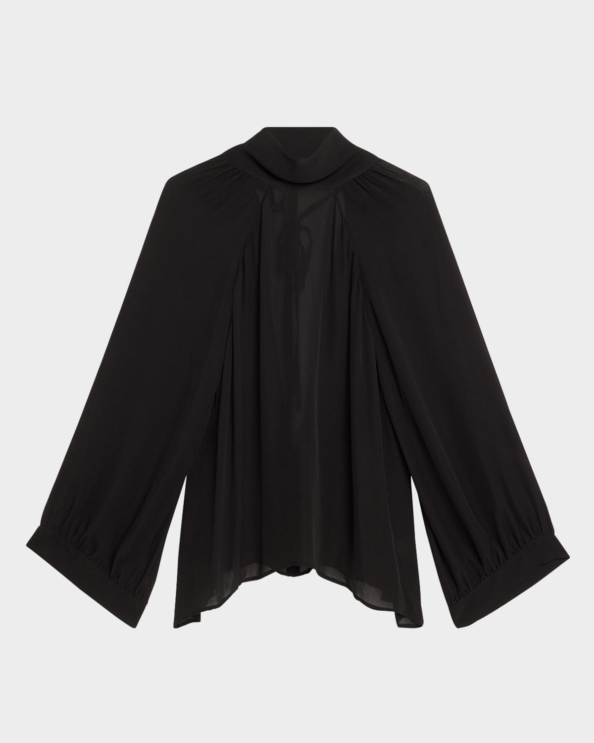 elianna cutout pleated silk blouse