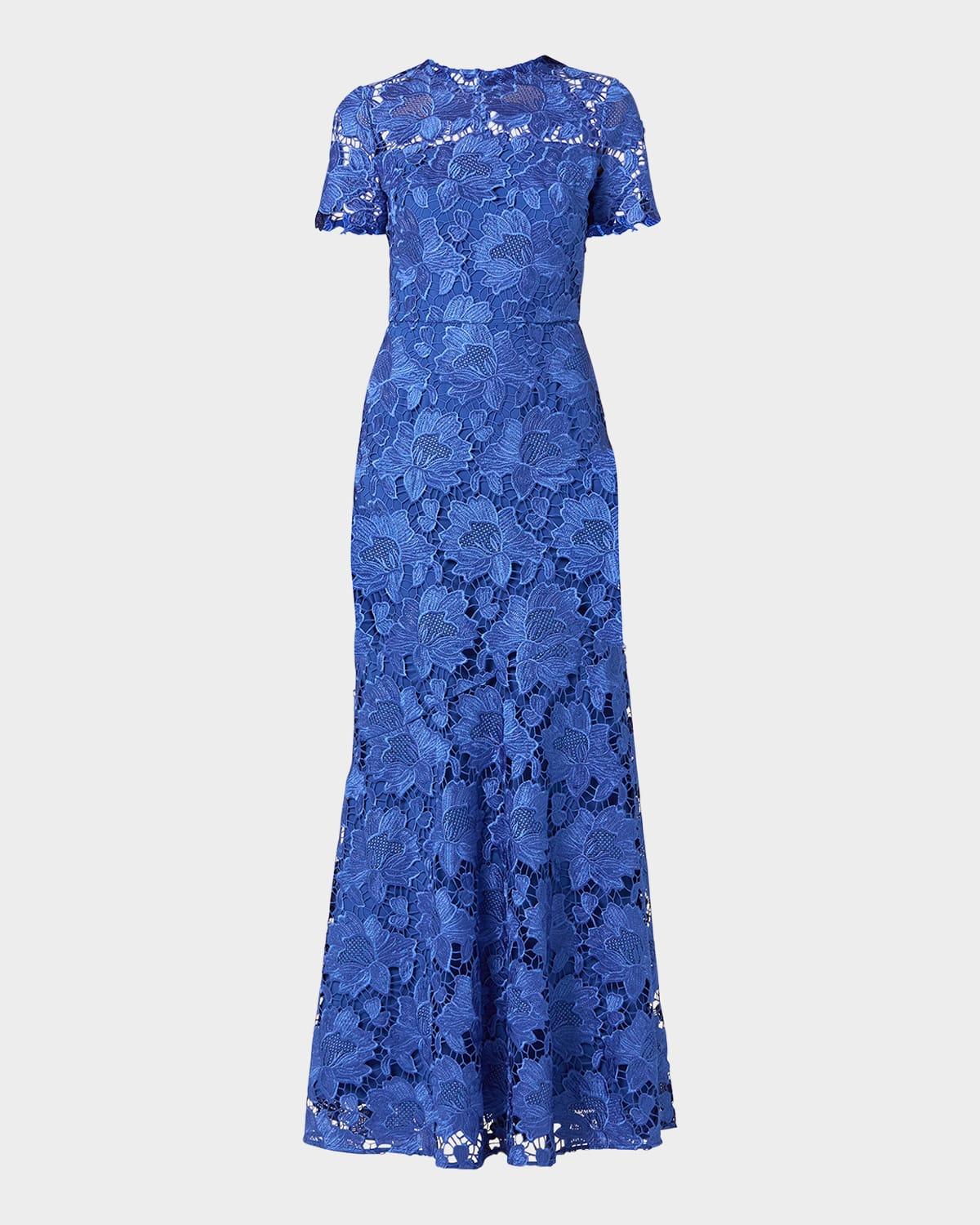 elie a-line floral lace gown