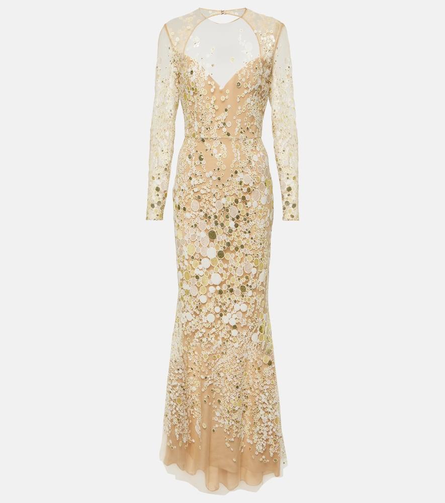 elie saab atom sequined embroidered tulle gown