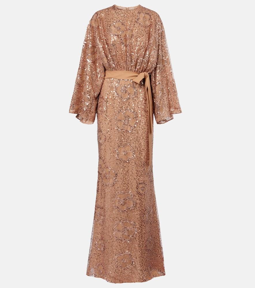 elie saab belted sequined silk