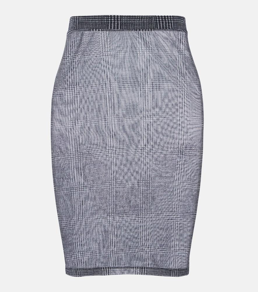 elie saab checked sheer pencil skirt