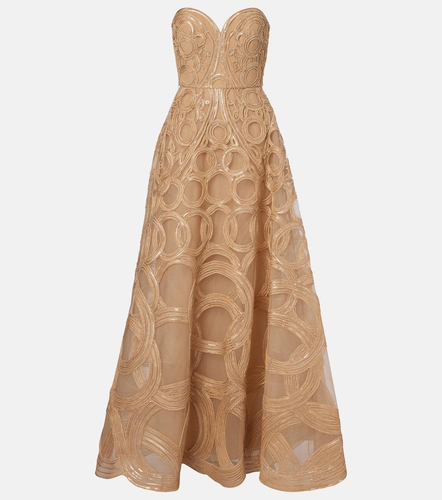elie saab embellished tulle bustier gown