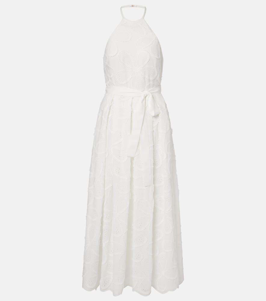 elie saab embroidered belted cotton