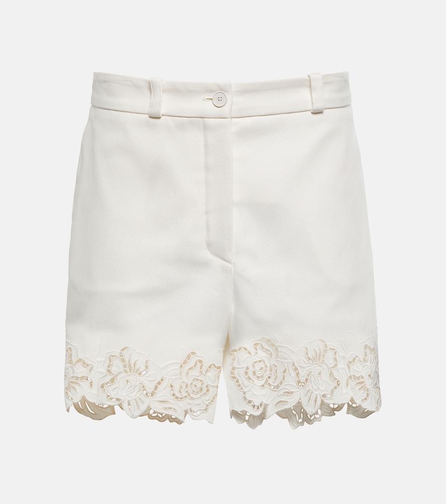 elie saab embroidered cotton shorts