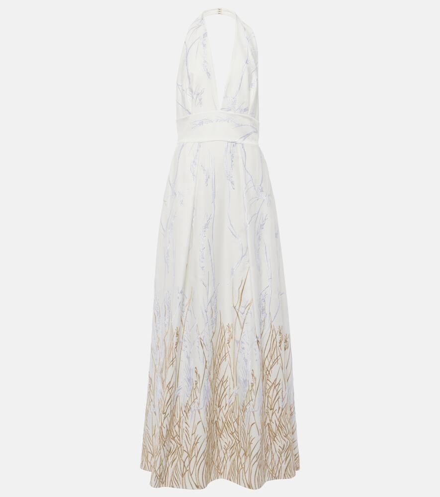 elie saab embroidered halterneck cotton