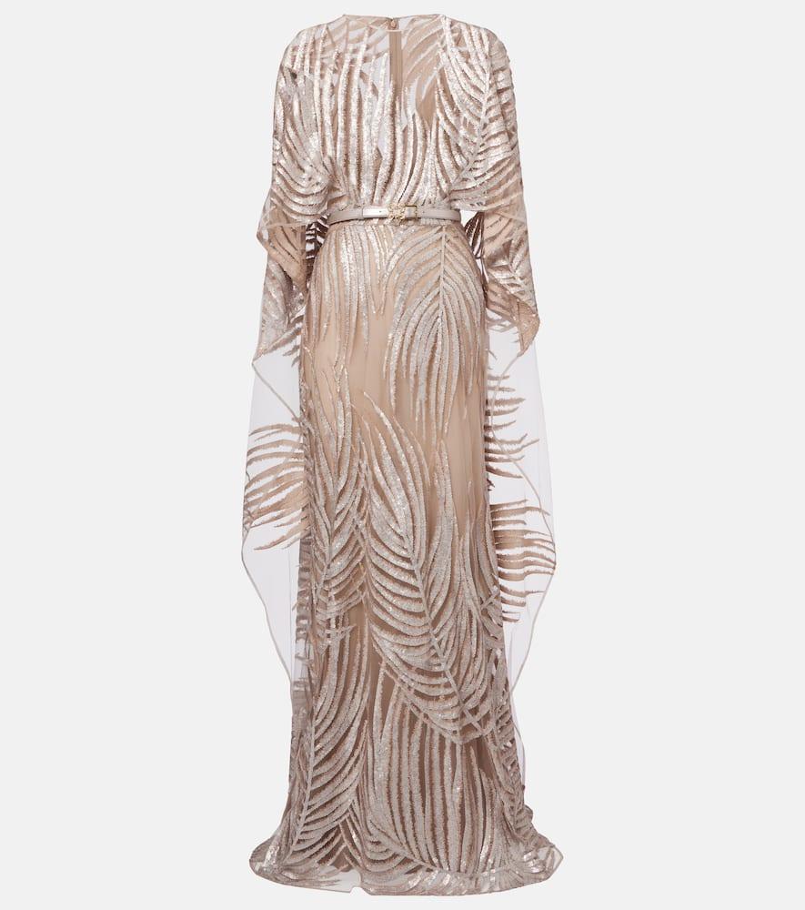 elie saab embroidered sheer tulle gown