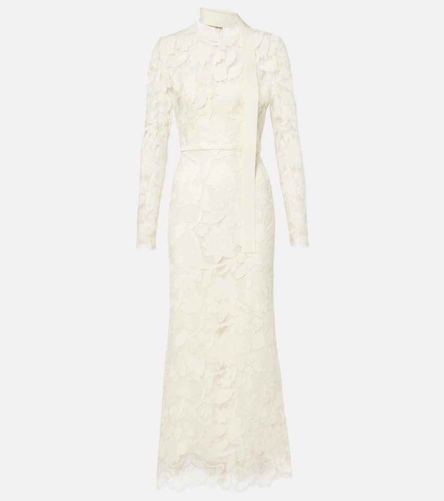 elie saab floral embroidered tulle midi dress