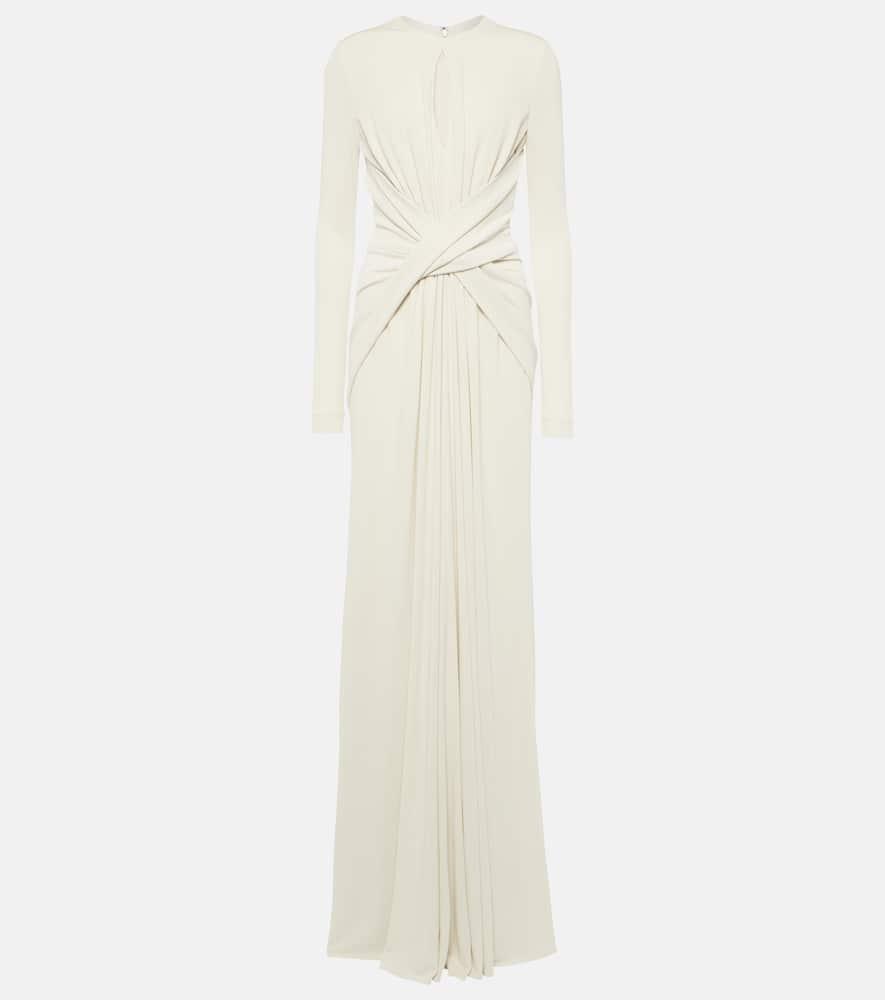 elie saab gathered cutout jersey gown