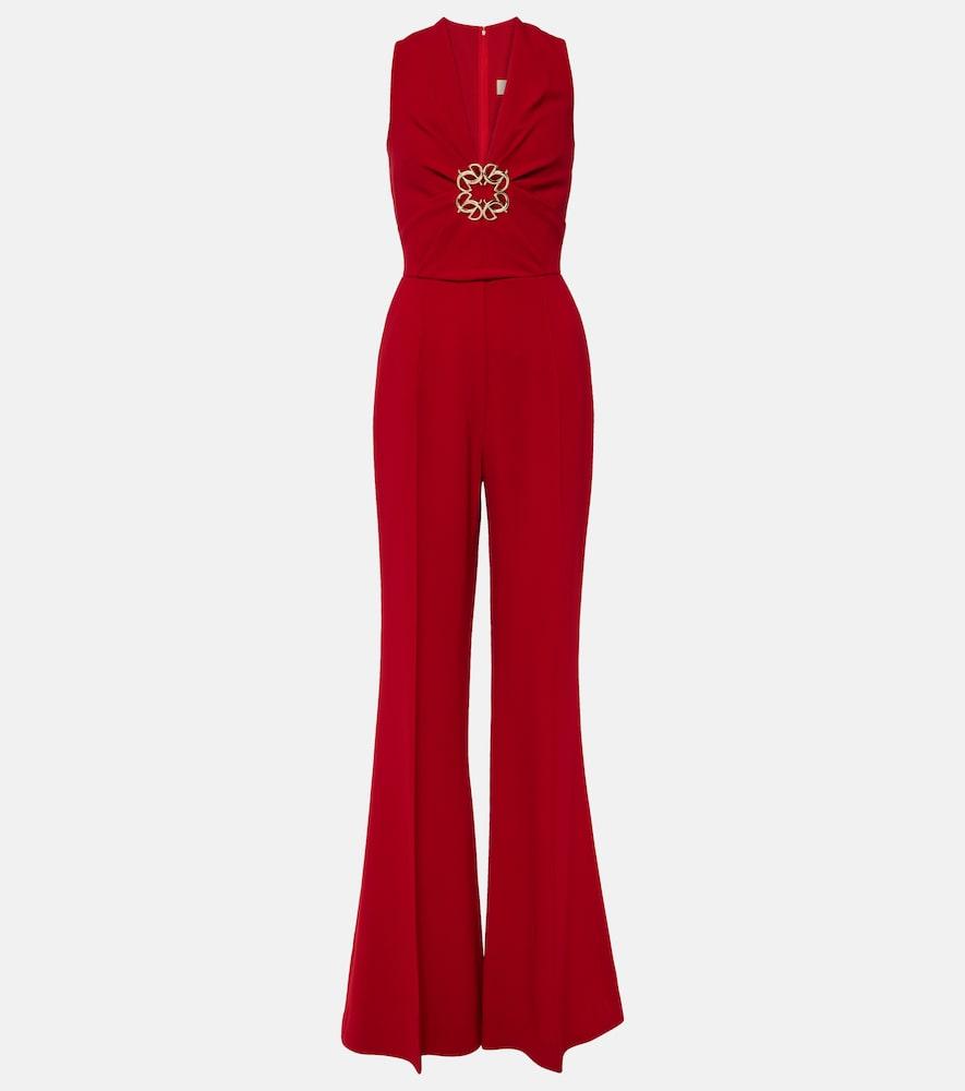 elie saab gathered embellished cady jumpsuit