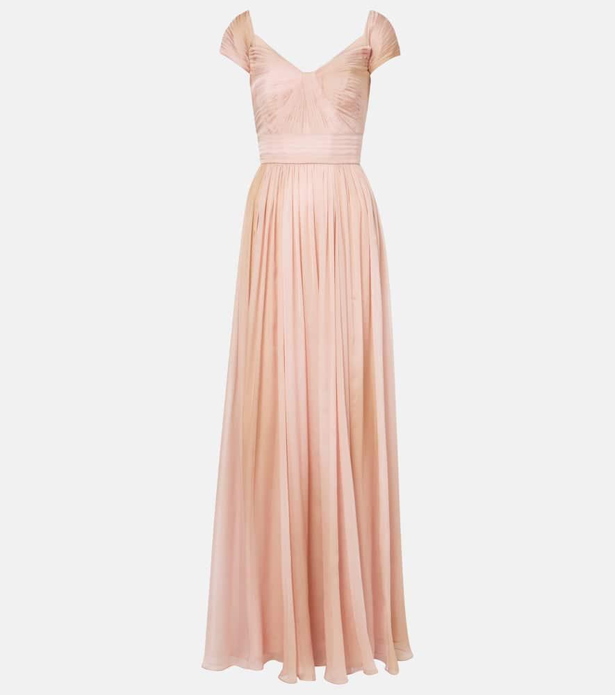 elie saab gathered silk chiffon gown