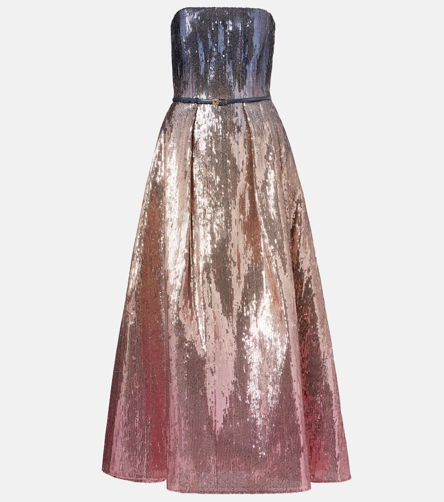 elie saab ombré sequined strapless gown