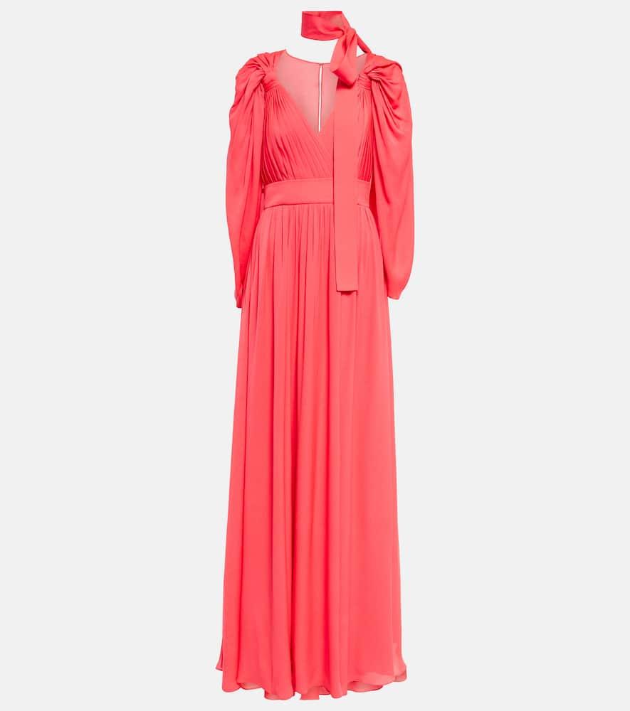 elie saab pleated silk chiffon gown