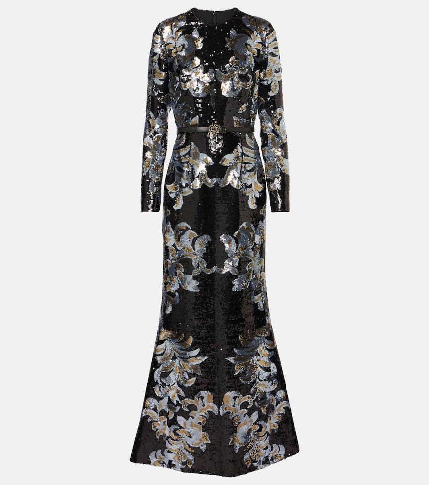 elie saab printed sequined gown