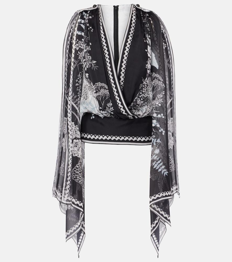 elie saab printed silk chiffon blouse