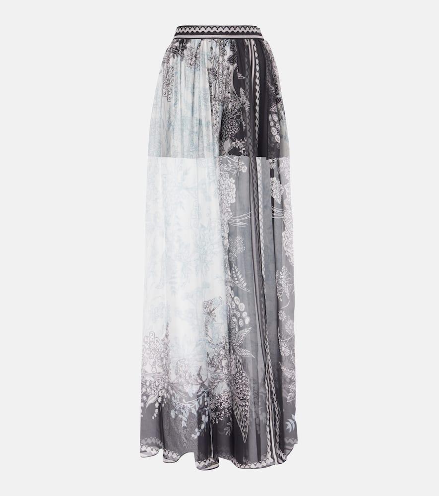 elie saab printed silk chiffon maxi skirt