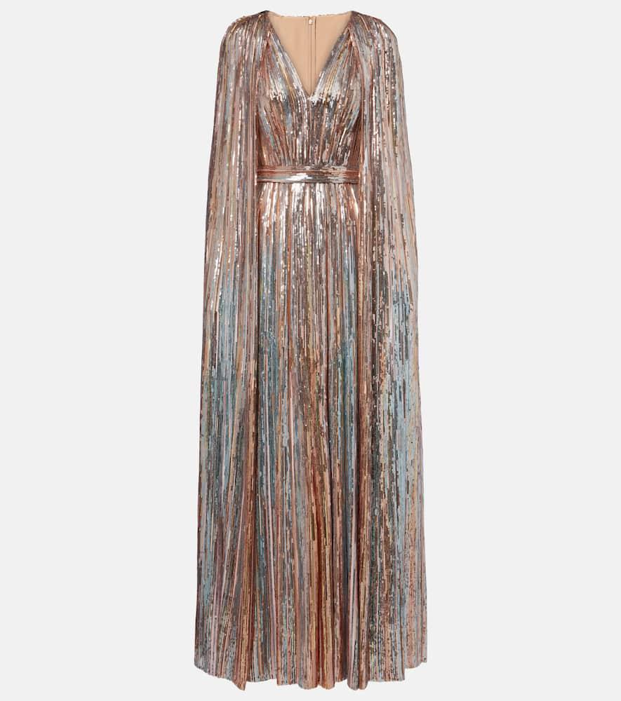 elie saab sequined caped gown