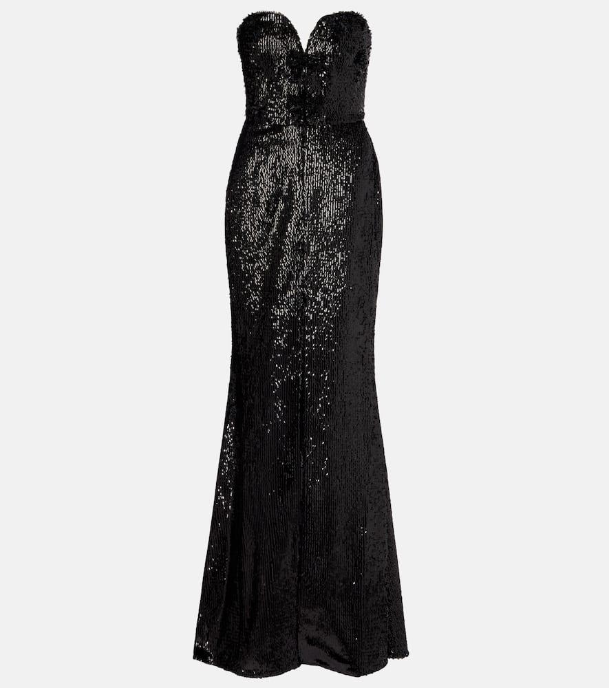 elie saab sequined strapless silk