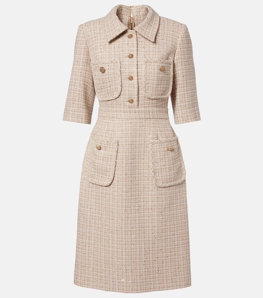 elie saab sequined tweed midi dress