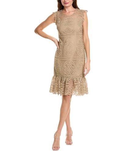 elie tahari womens mosaic lace dress, 2, beige