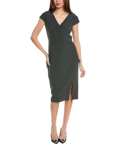 elie tahari womens pleated v-neck sheath dress, 4 camouflage